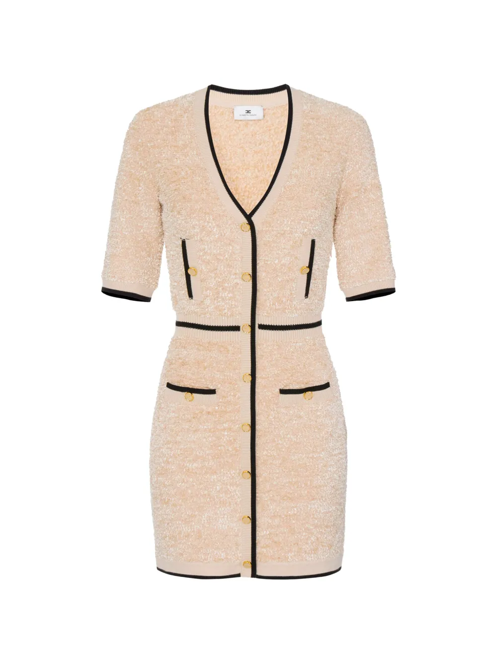 Elisabetta Franchi button trimmed mini dress - Toni neutri