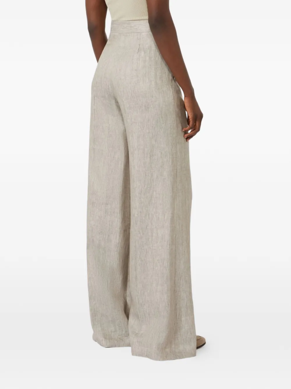  Max Mara Herringbone Linen Twill Trousers - Neutrals 