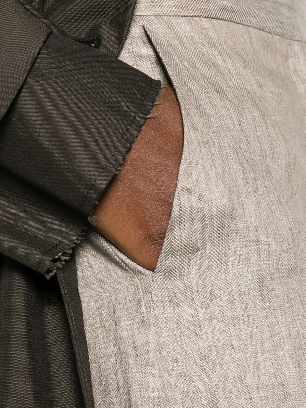 Max Mara Herringbone linnen twill broek Beige