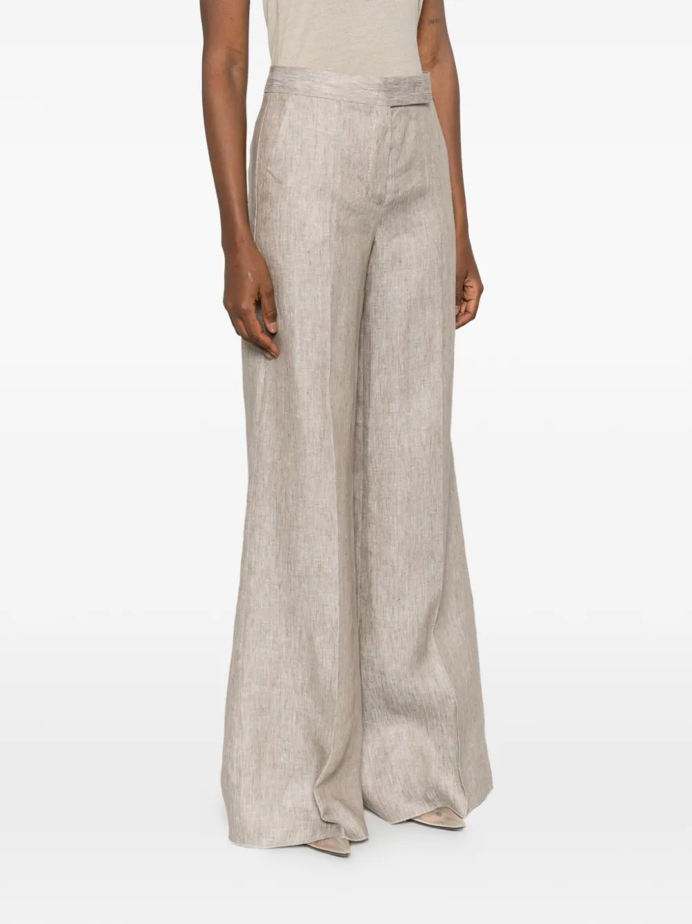 Max Mara Herringbone linnen twill broek Beige