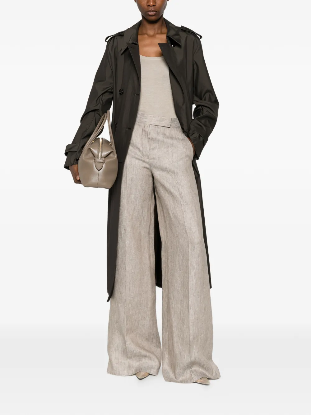 Max Mara Herringbone linen twill trousers - Toni neutri