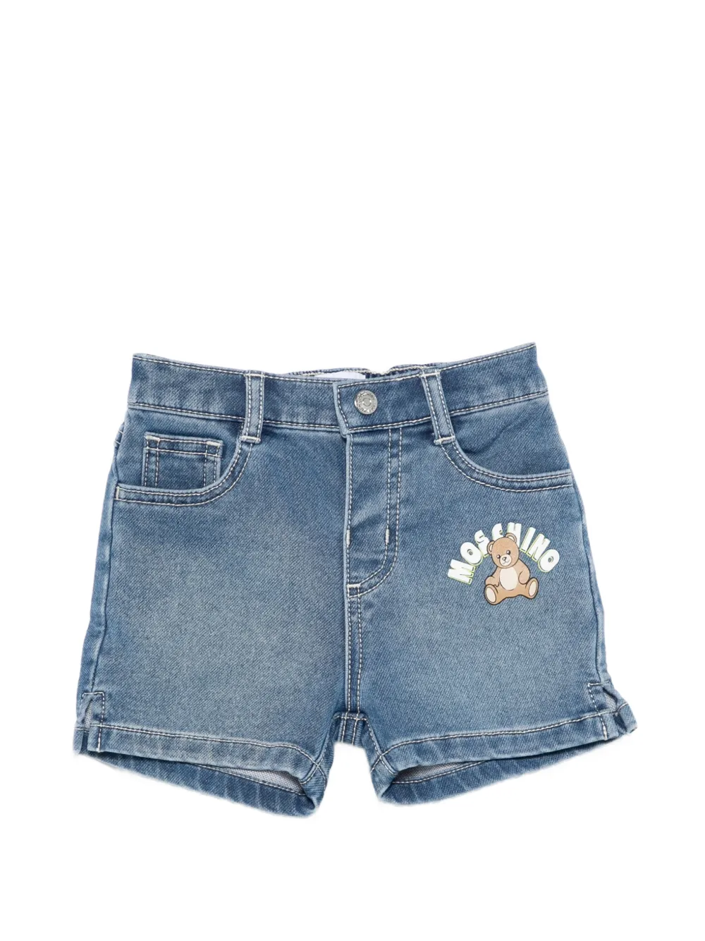 Moschino Kids bear appliqué shorts - Blau
