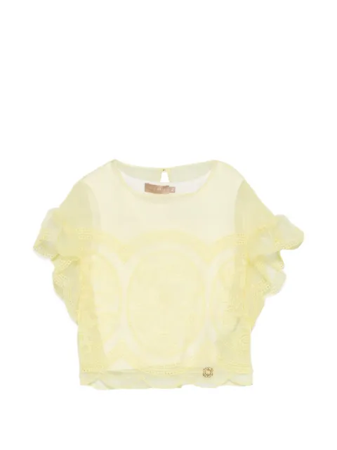 ELIE SAAB JUNIOR ruffled embroidered top set of two