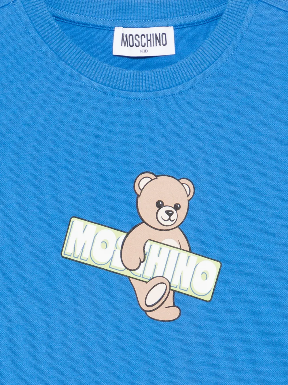 Moschino Kids T-shirt met print en ronde hals Blauw