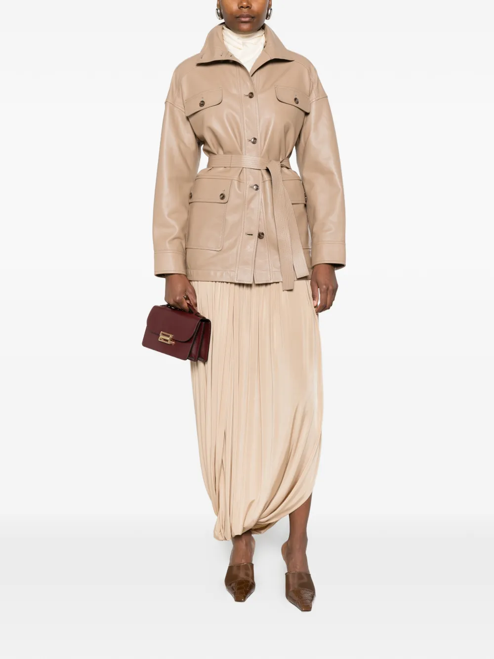  Yves Salomon Buttoned Belted Jacket - Neutrals 