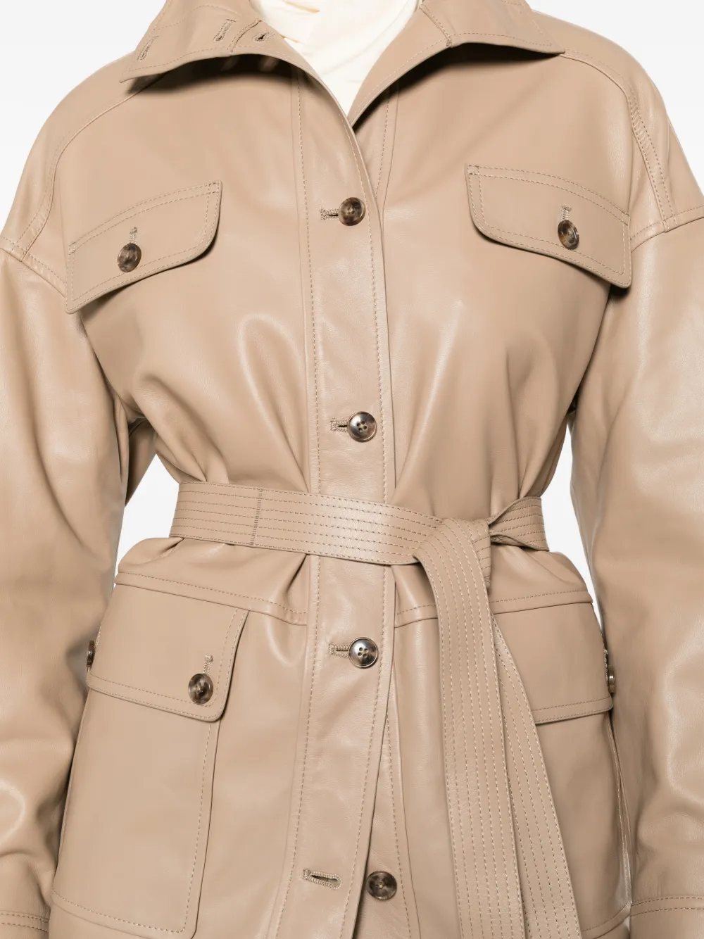 Yves Salomon Jack met ceintuur en knopen Beige