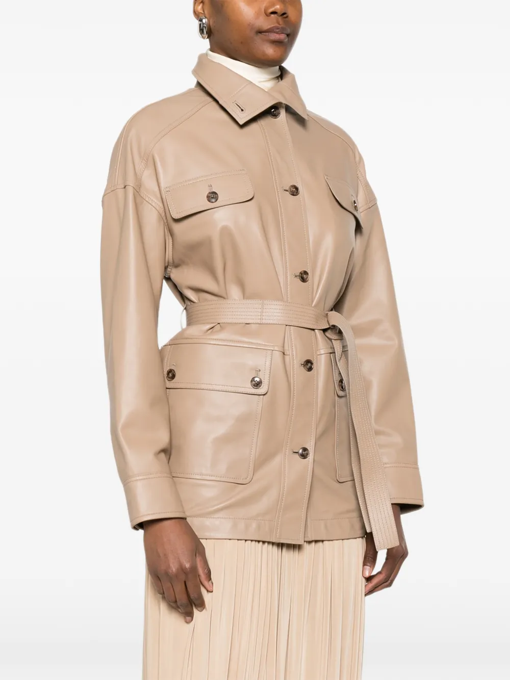  Yves Salomon Buttoned Belted Jacket - Neutrals 