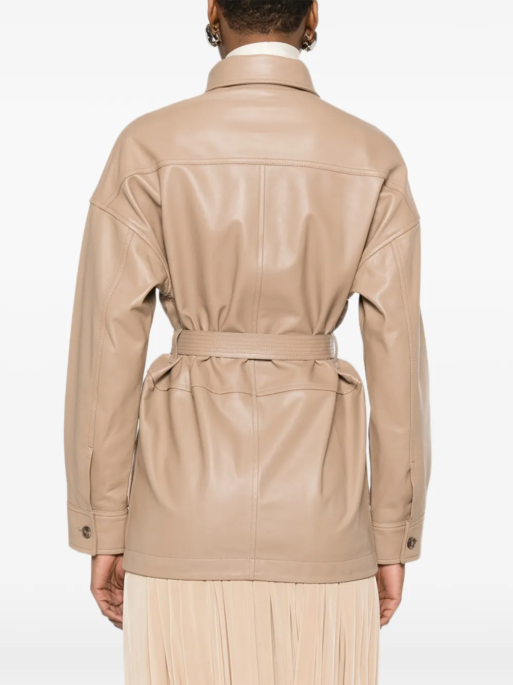 Yves Salomon Jack met ceintuur en knopen Beige