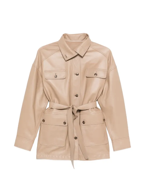 Yves Salomon Buttoned Belted Jacket in Neutrals