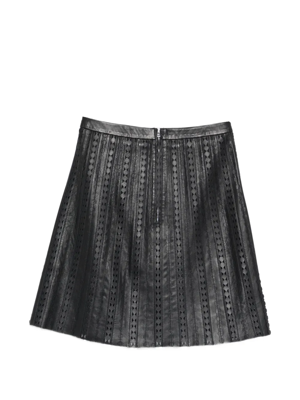 Yves Salomon Perforated Leather Midi Skirt in Black, view 2