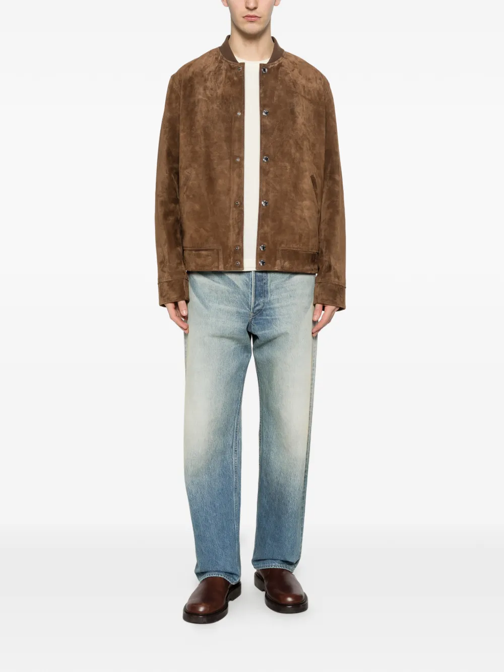 Yves Salomon Button-up suède jack Bruin