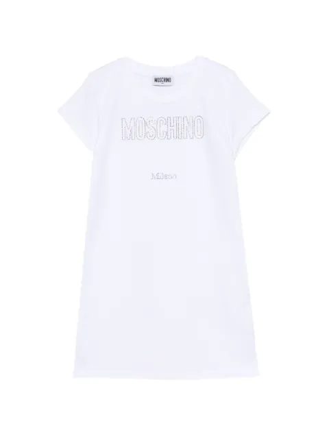 Moschino Kids kjole med krystaludsmykket logo