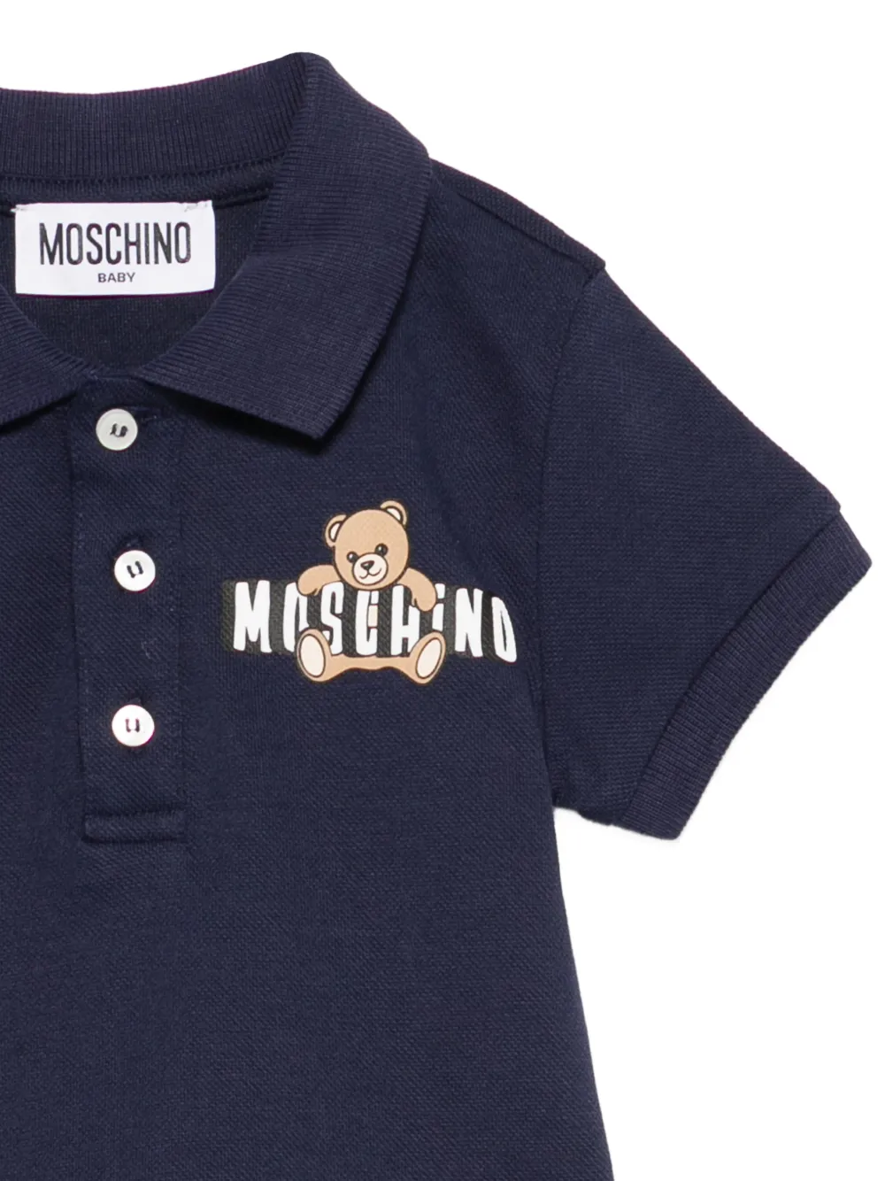 Moschino Kids Poloshirt met logoprint Blauw