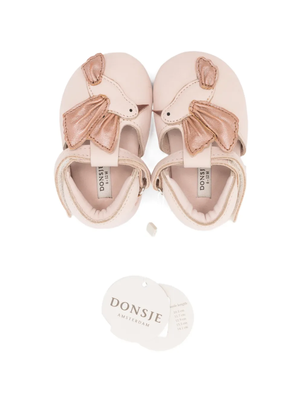 Donsje Leren babyschoentjes met vogeldetail Roze