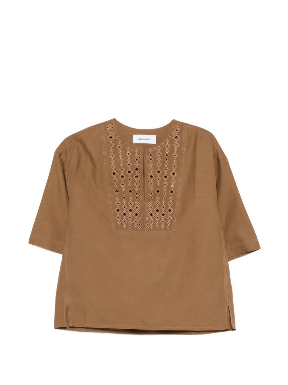 Yves Salomon cut-out short-sleeve top - Brown