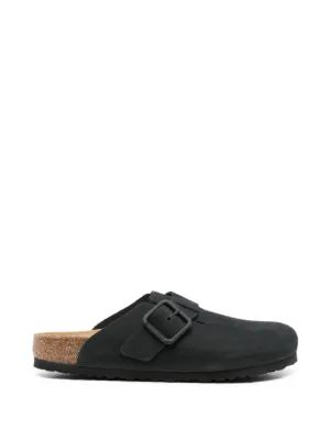 Birkenstock Boston Suede Mules | Black | FARFETCH