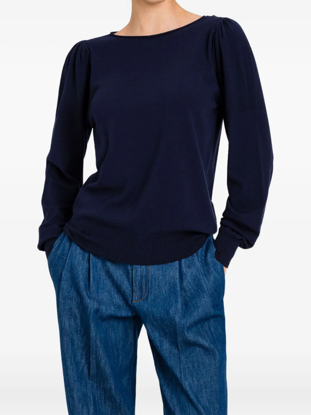 TWINSET Trui met gesmockte schouders en uitgesneden details Blauw