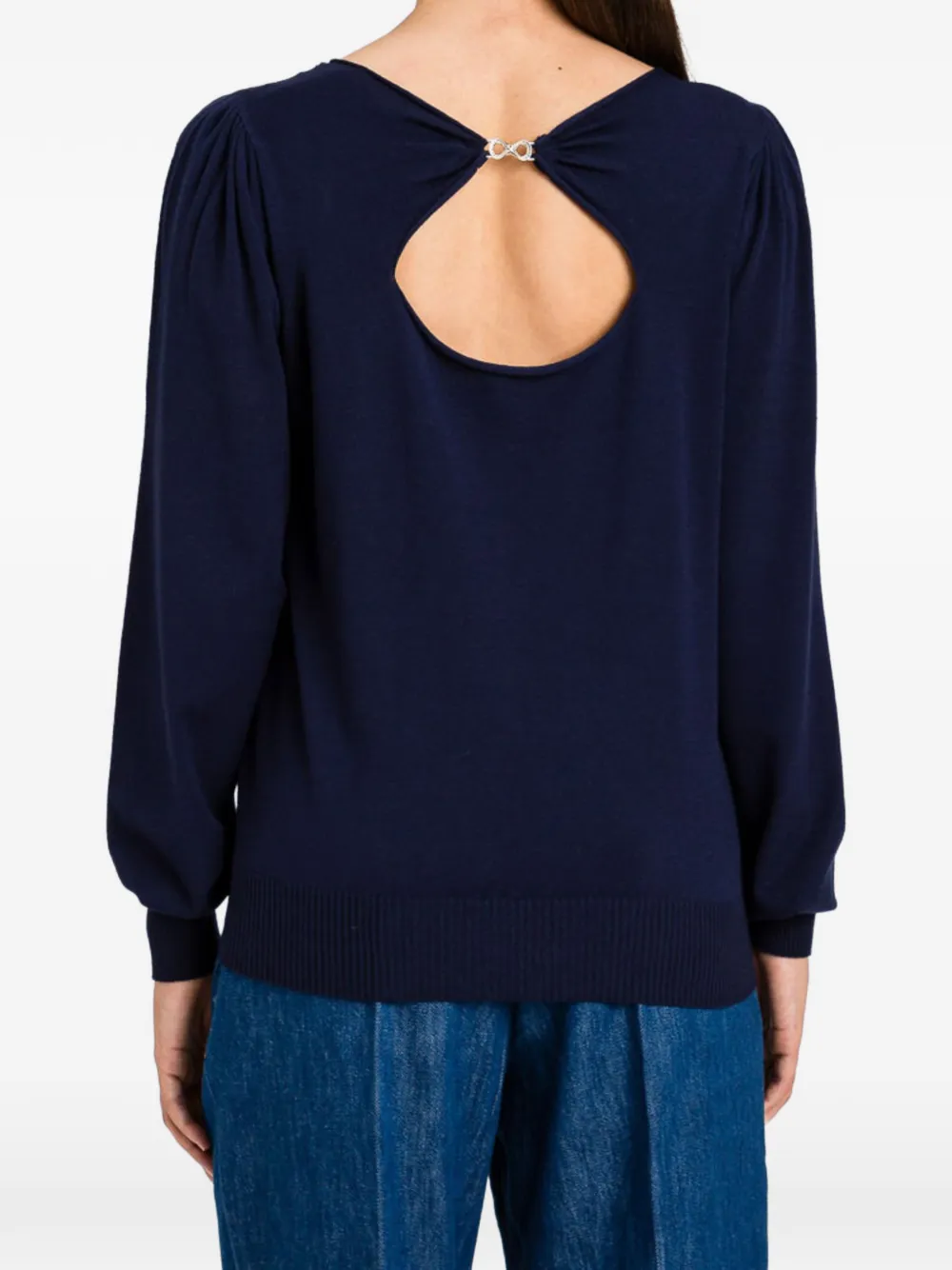 TWINSET Trui met gesmockte schouders en uitgesneden details Blauw