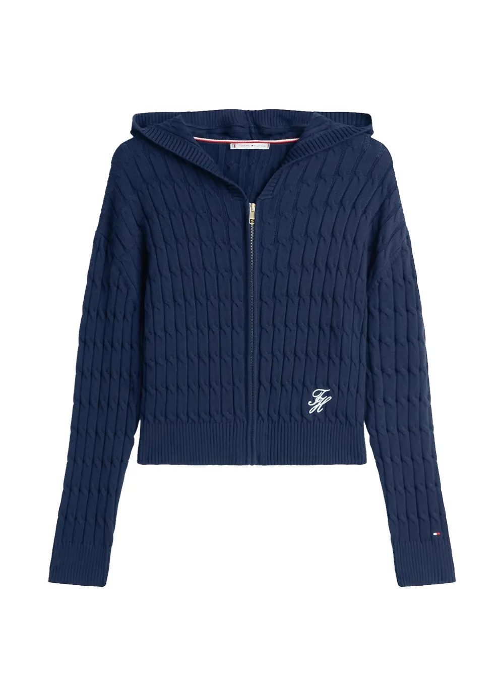 Tommy Hilfiger hooded cable-knit zip-up cardigan - Blu