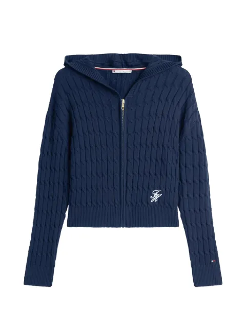 Tommy Hilfiger hooded cable-knit zip-up cardigan