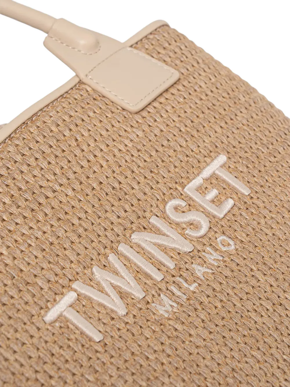 TWINSET Raffia shopper Beige