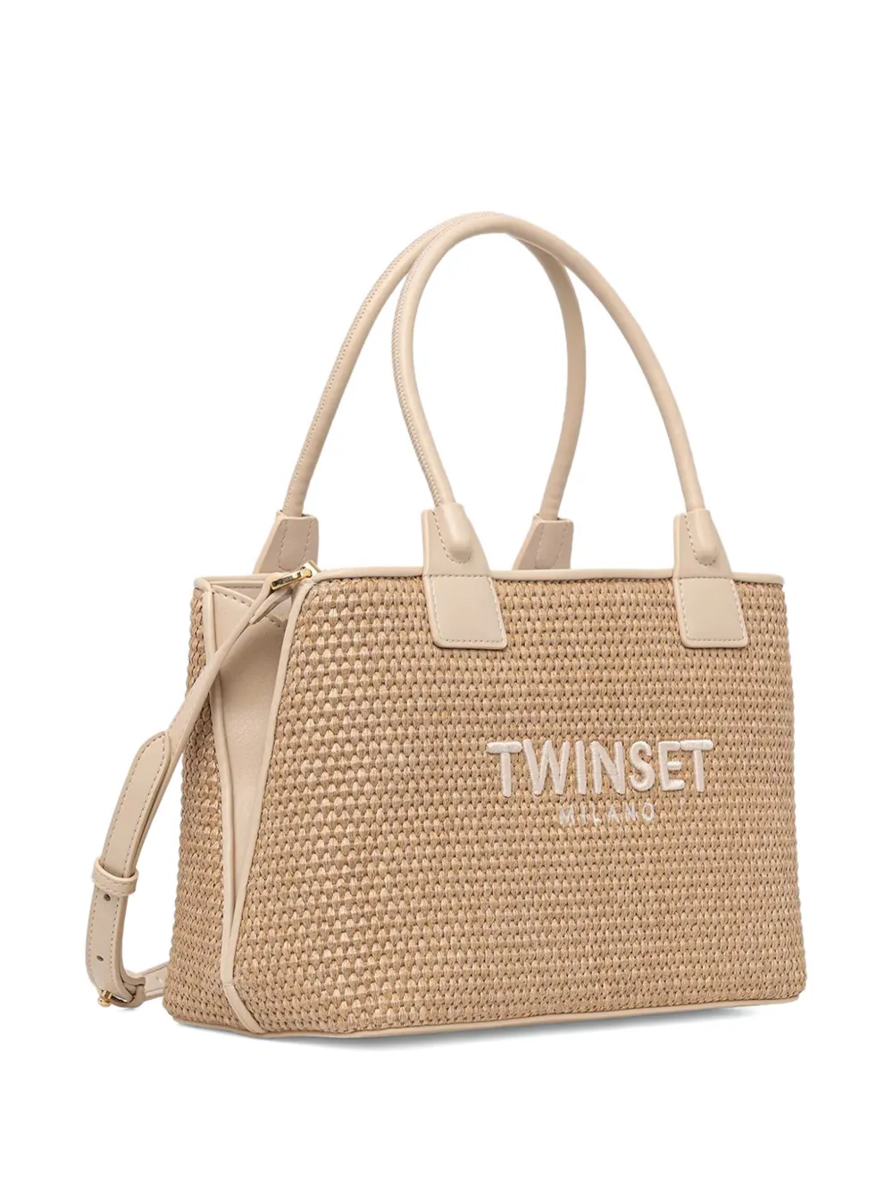 TWINSET Raffia shopper Beige