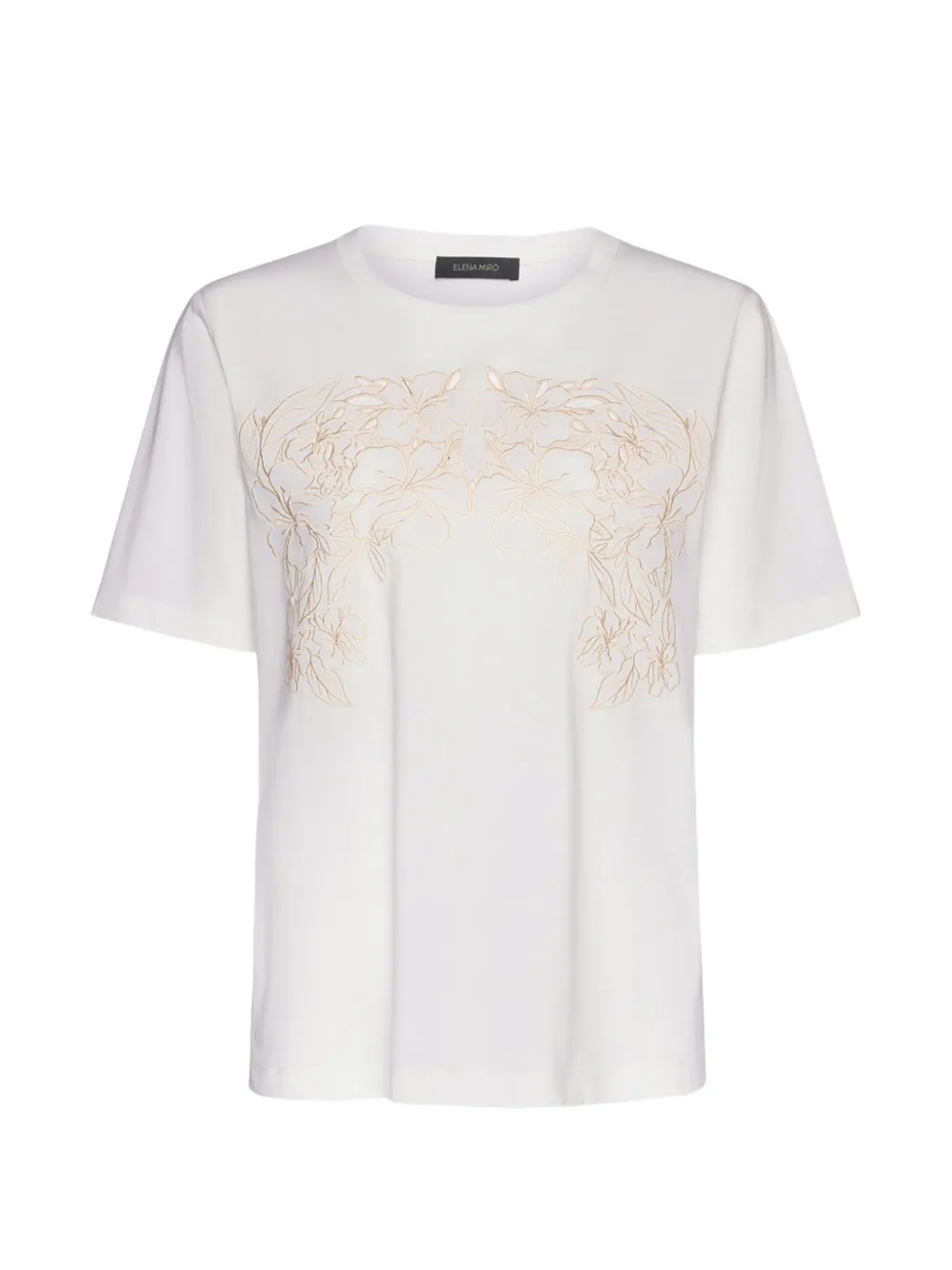 ELENA MIRO` floral-embroidered T-shirt - Bianco