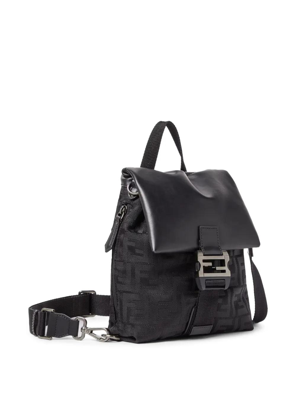FENDI Flux schoudertas met gesp en FF-patroon Zwart