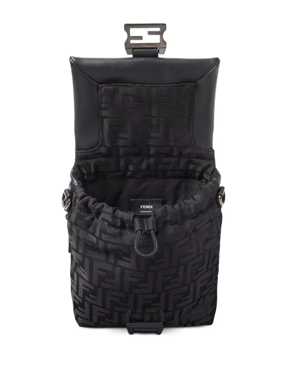 FENDI Flux schoudertas met gesp en FF-patroon Zwart