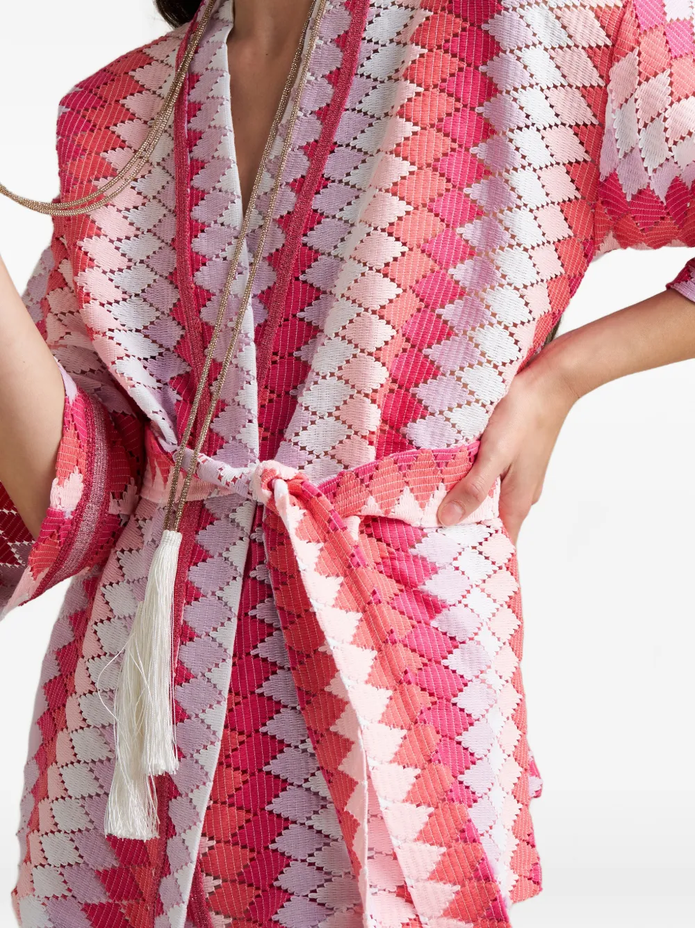  Pho Firenze Geometric Belted Jacket - Pink 