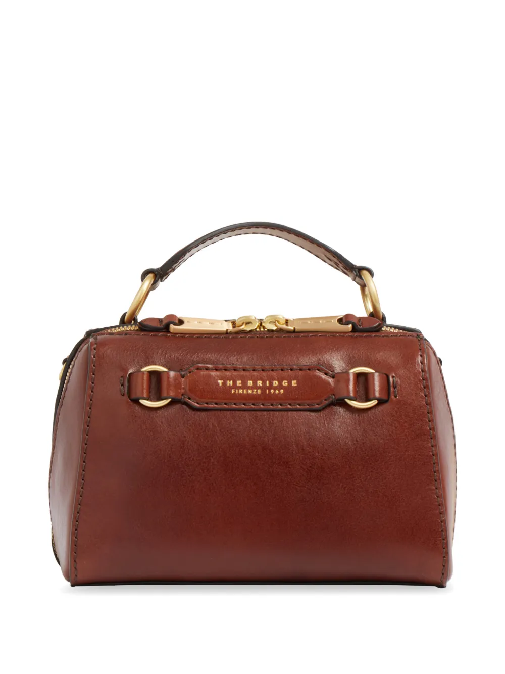 The Bridge Laura top-handle leather mini bag - Marrone
