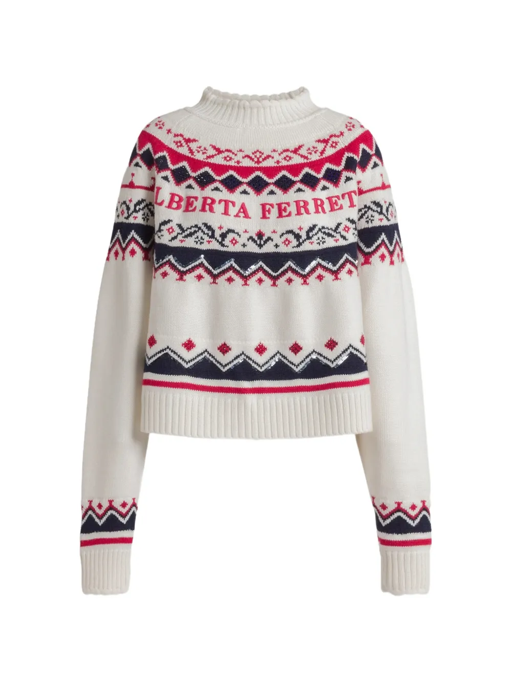 Alberta Ferretti mock-neck patterned sweater - Neutrals