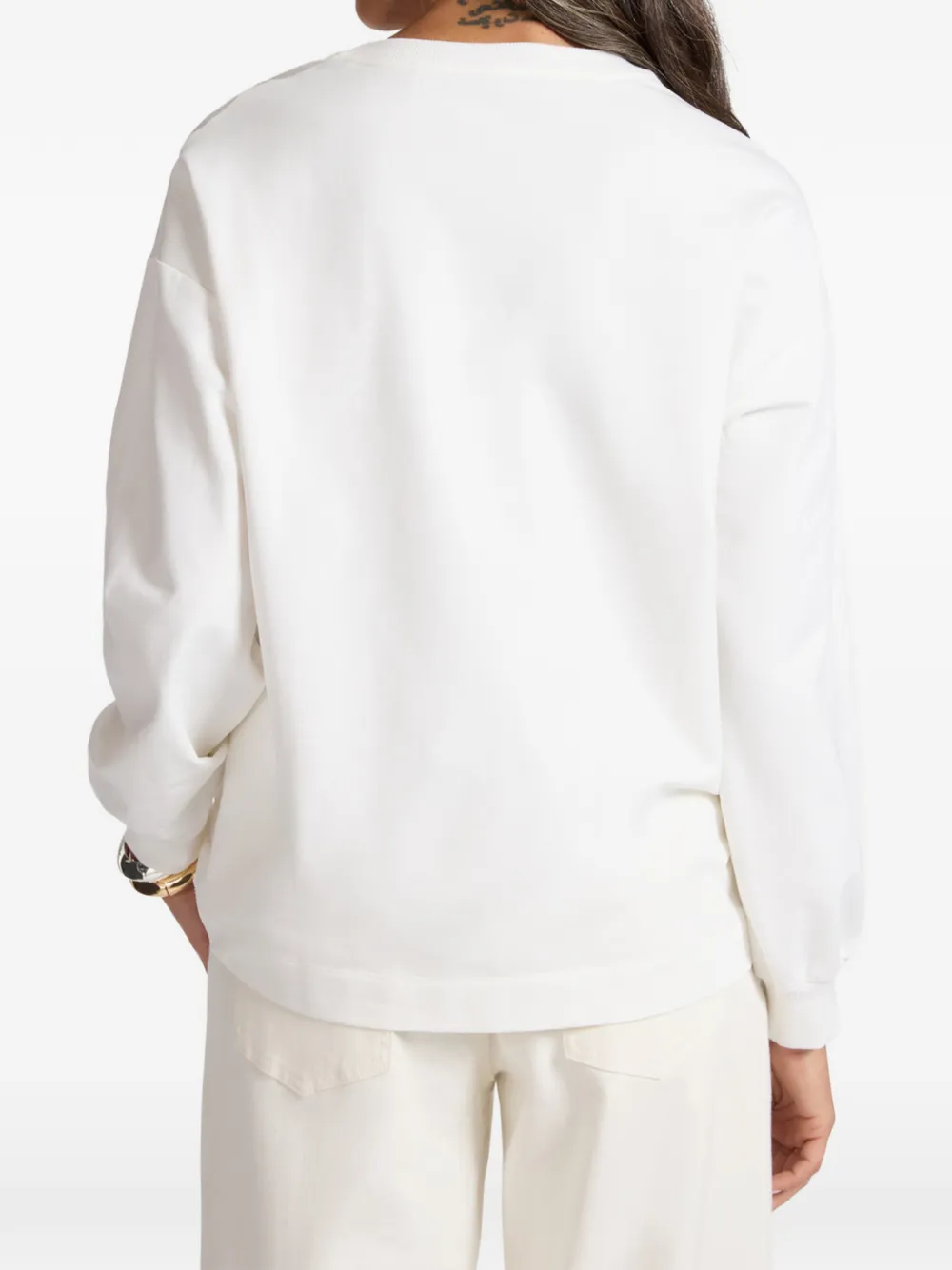  Elena Miro` Embroidered Cotton Sweatshirt - White 