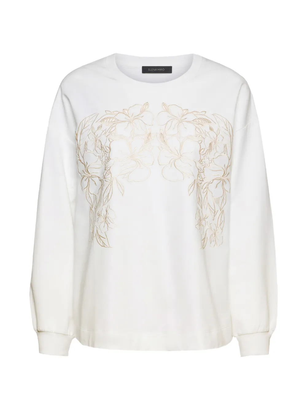 ELENA MIRO` Embroidered cotton sweatshirt - Weiß