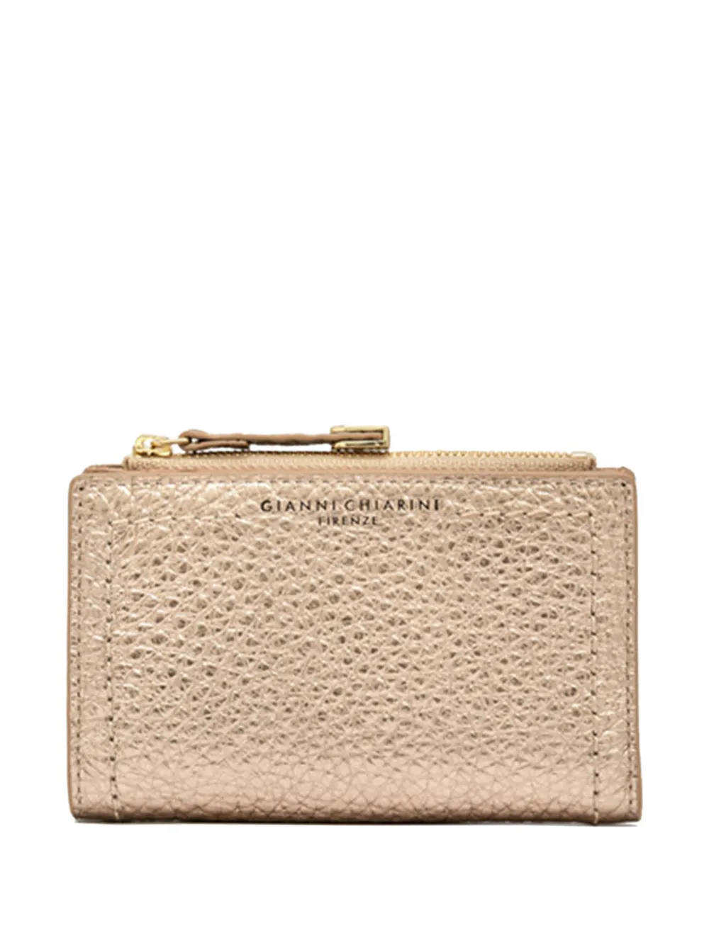 GIANNI CHIARINI Bubble metallic zip wallet - Toni neutri