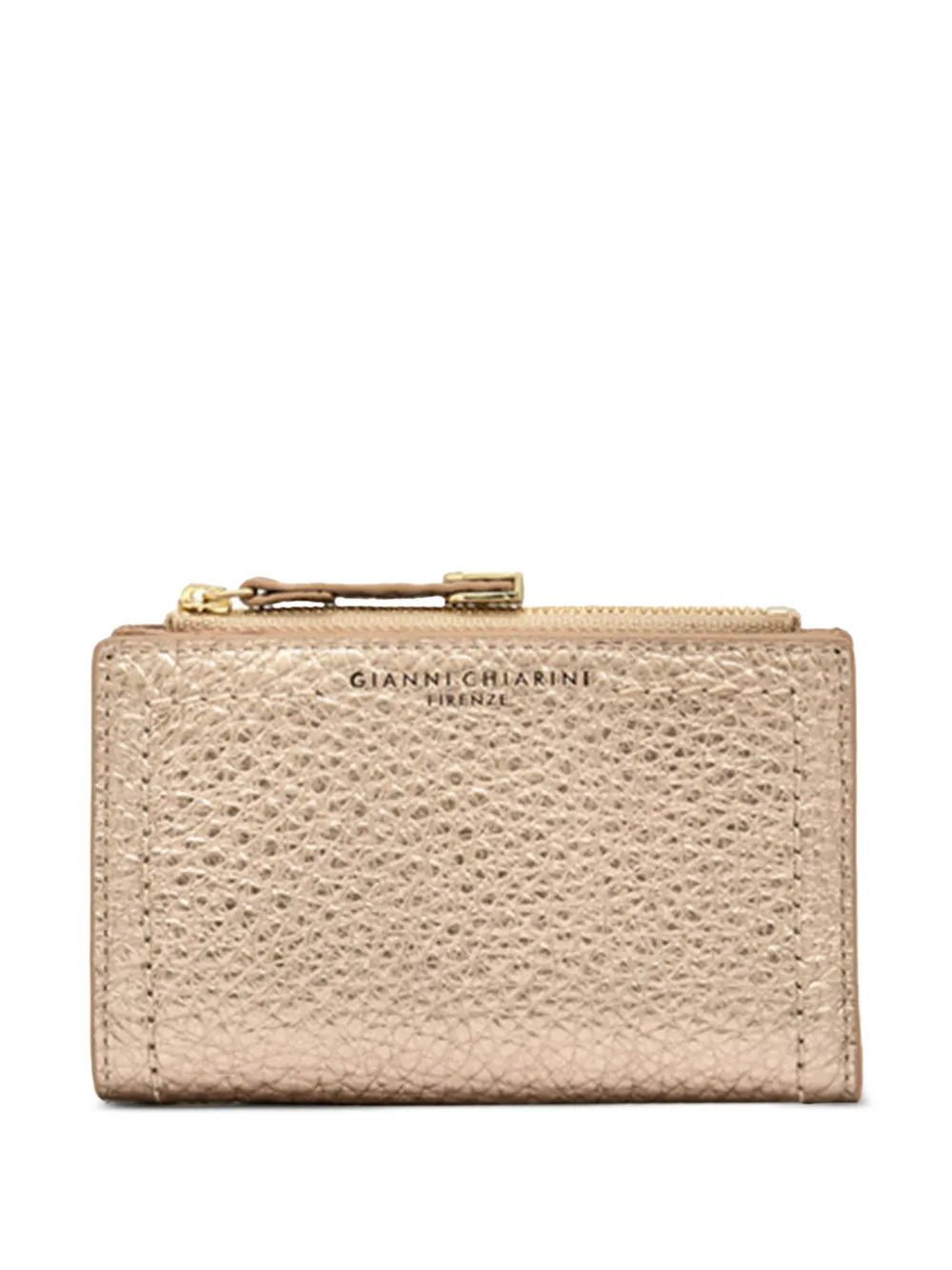 GIANNI CHIARINI Bubble metallic zip wallet - Toni neutri