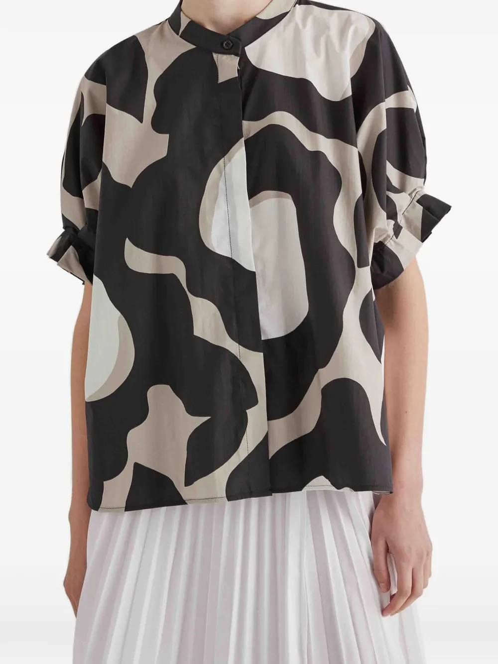 MeimeiJ ruffled abstract-print blouse - Nero