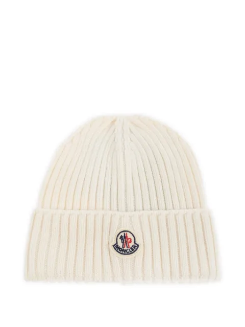 Moncler Enfant Gorro de tricô canelado com patch de logo