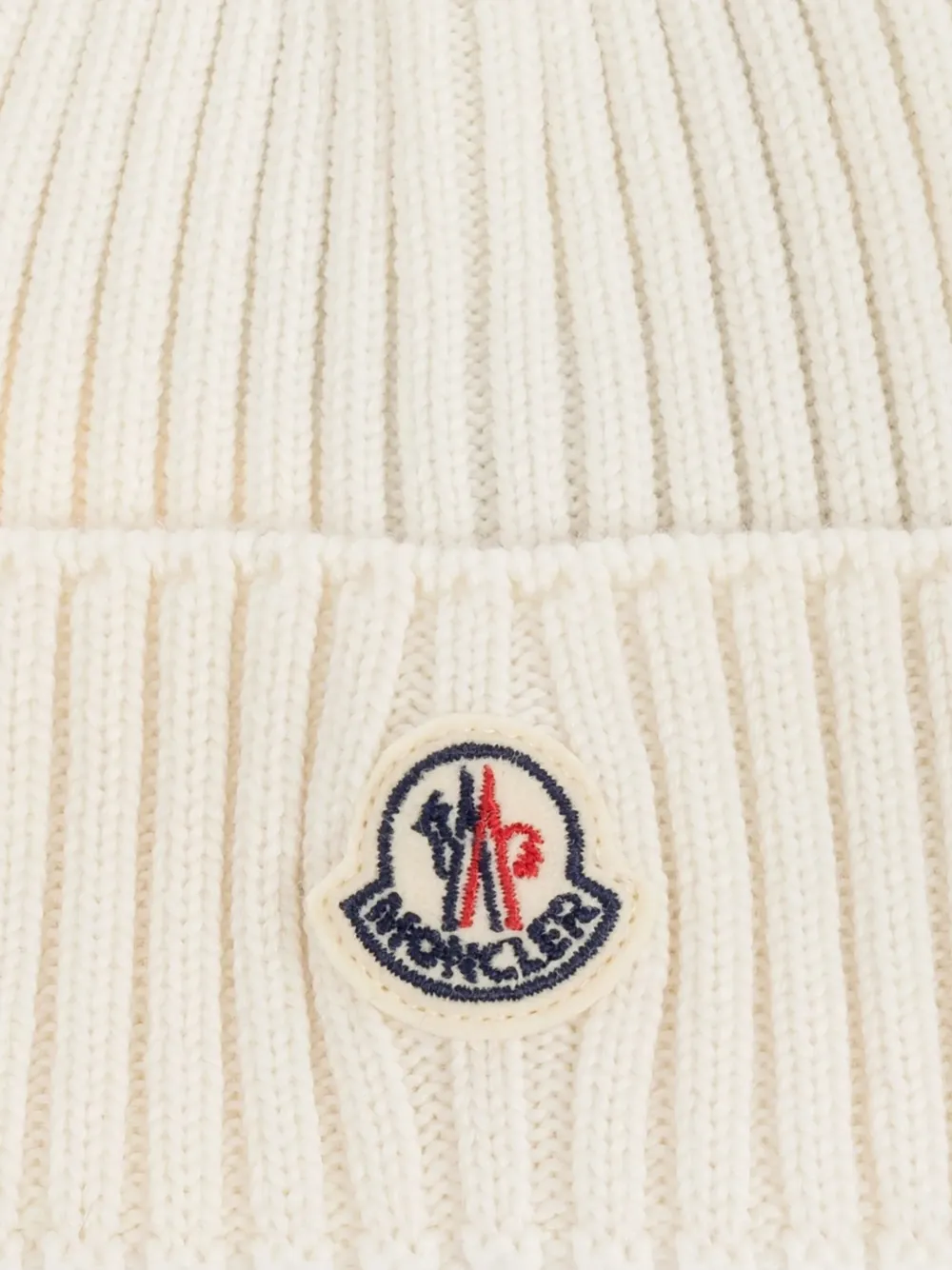 Moncler Enfant Geribbelde muts met logopatch Wit