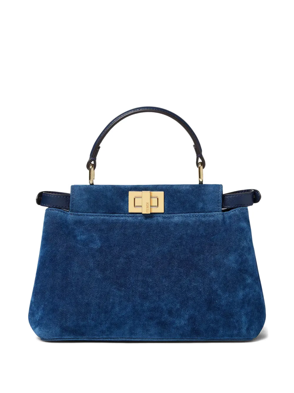 FENDI Peekaboo denim mini-shopper met geborduurde bloemen Blauw