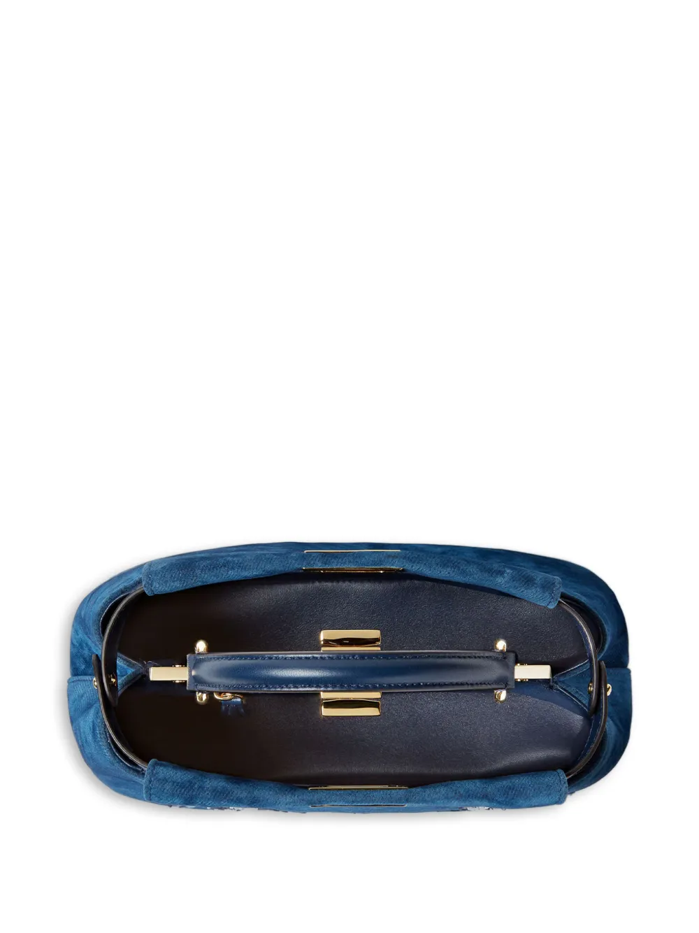 FENDI Peekaboo denim mini-shopper met geborduurde bloemen Blauw