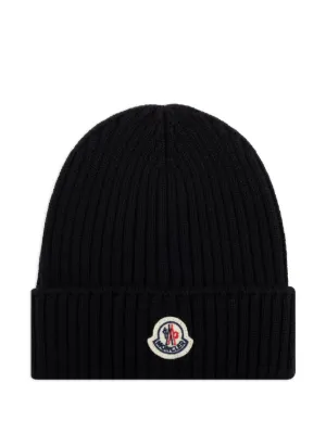Moncler Enfant リブニット ビーニー | ブルー | FARFETCH JP