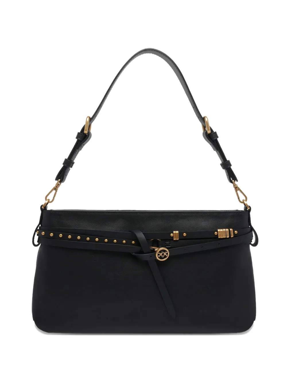 PINKO studded logo shoulder bag - Nero