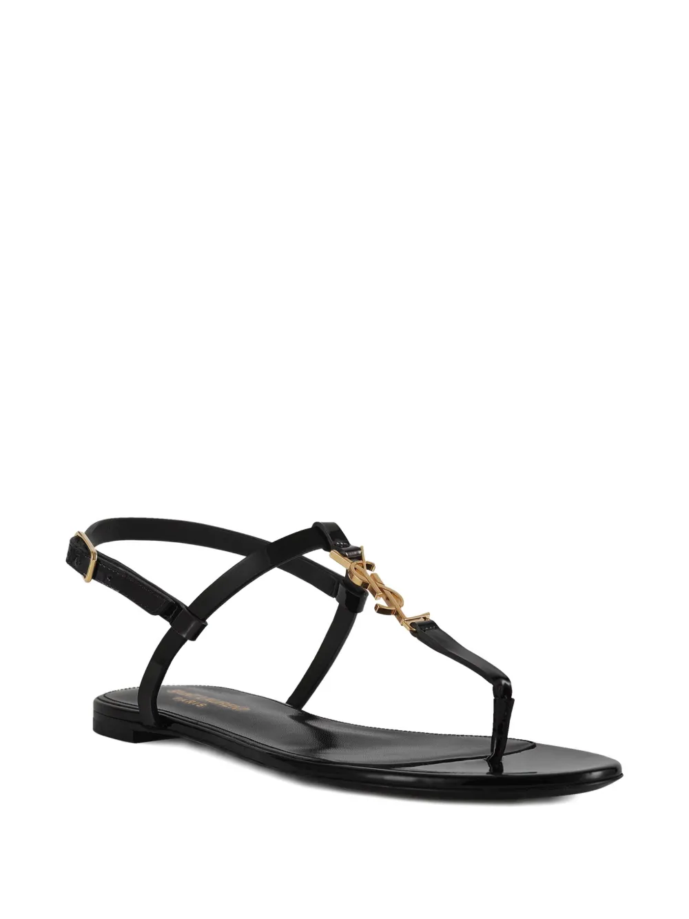 Saint Laurent Sandalen met logoplakkaat Zwart