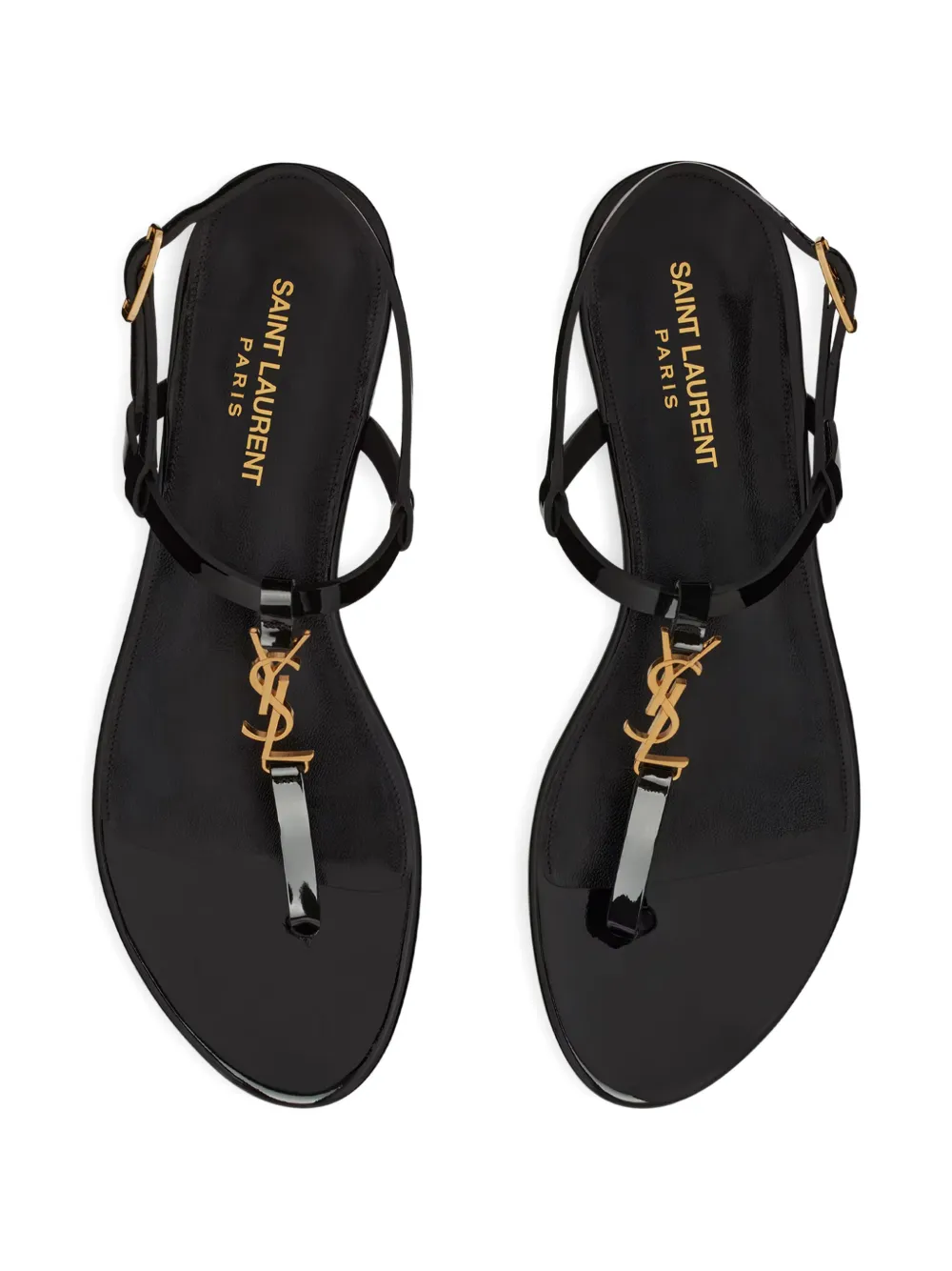 Saint Laurent Sandalen met logoplakkaat Zwart