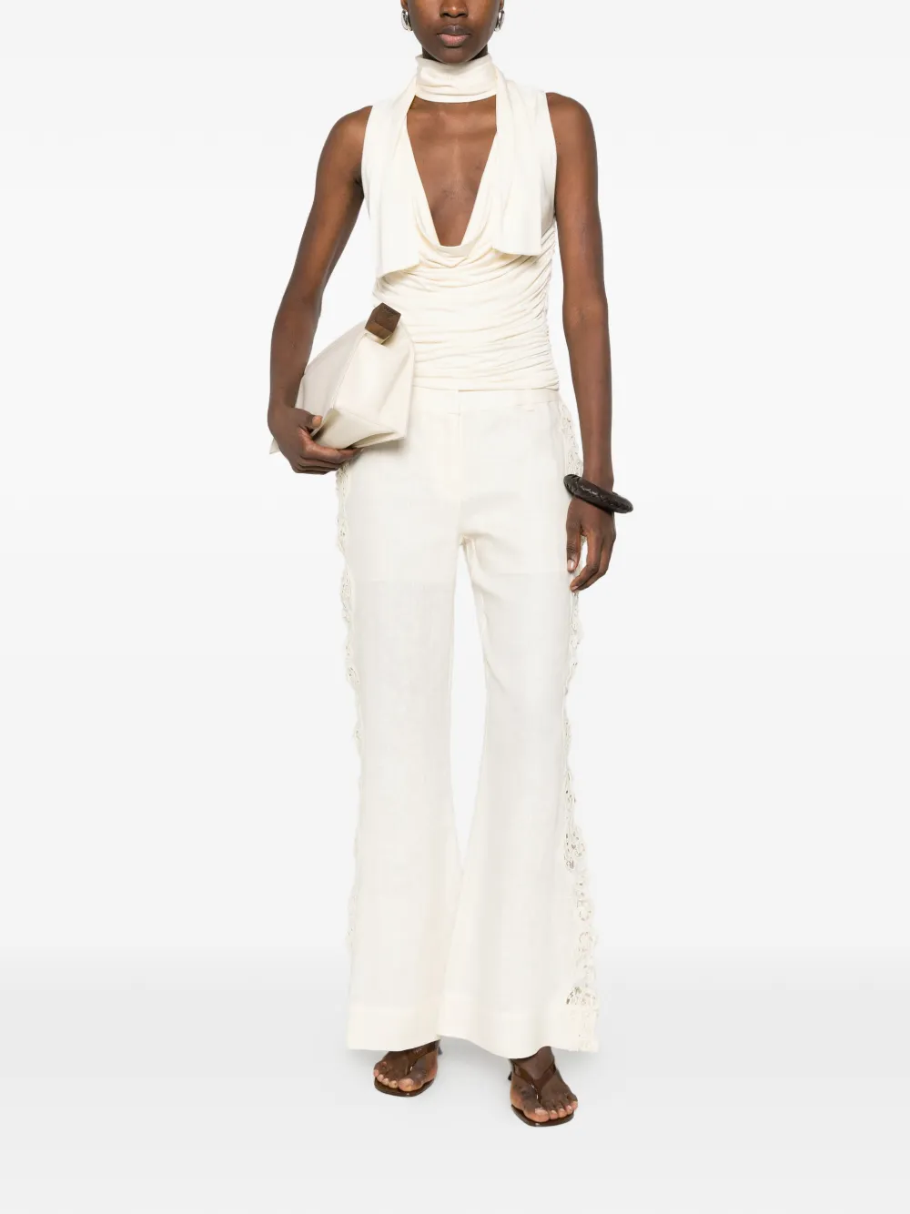 ZIMMERMANN Awaken broek met borduurwerk Beige