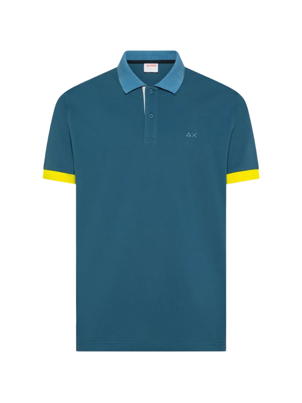 Sun 68 Contrast Trim Polo Shirt In Blue