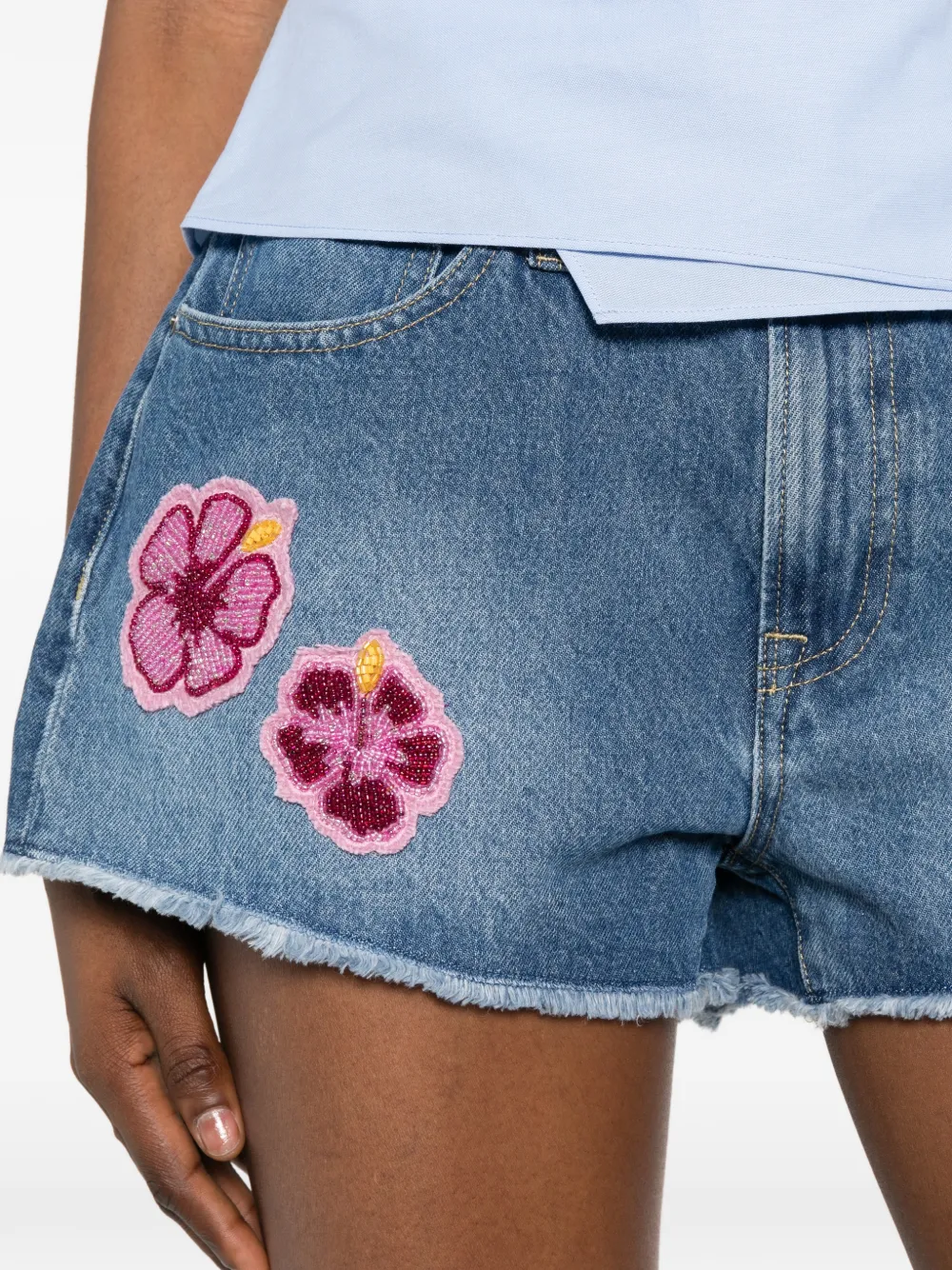 MC2 Saint Barth Musa shorts met hibiscus patch Blauw