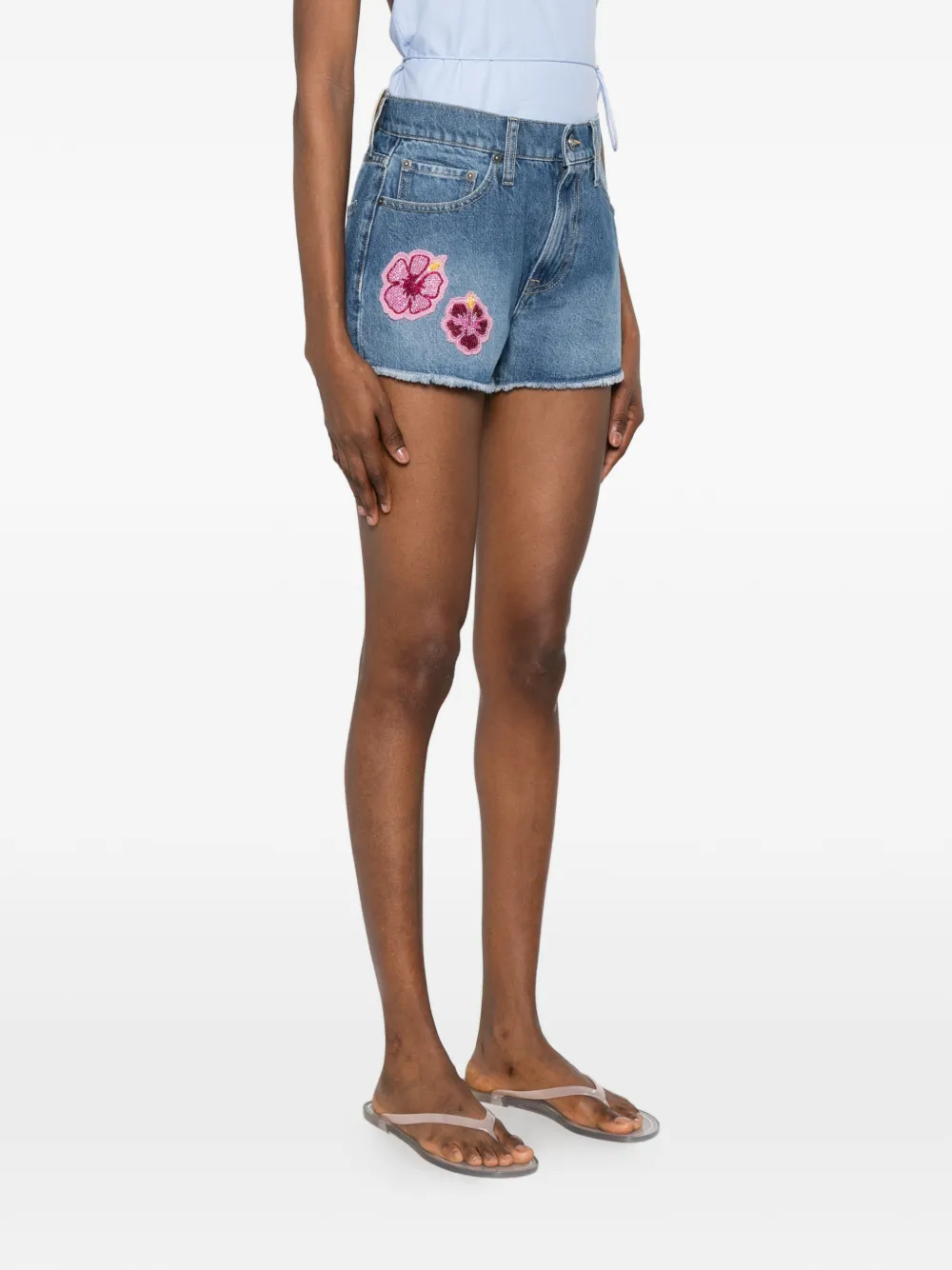 MC2 Saint Barth Musa shorts met hibiscus patch Blauw