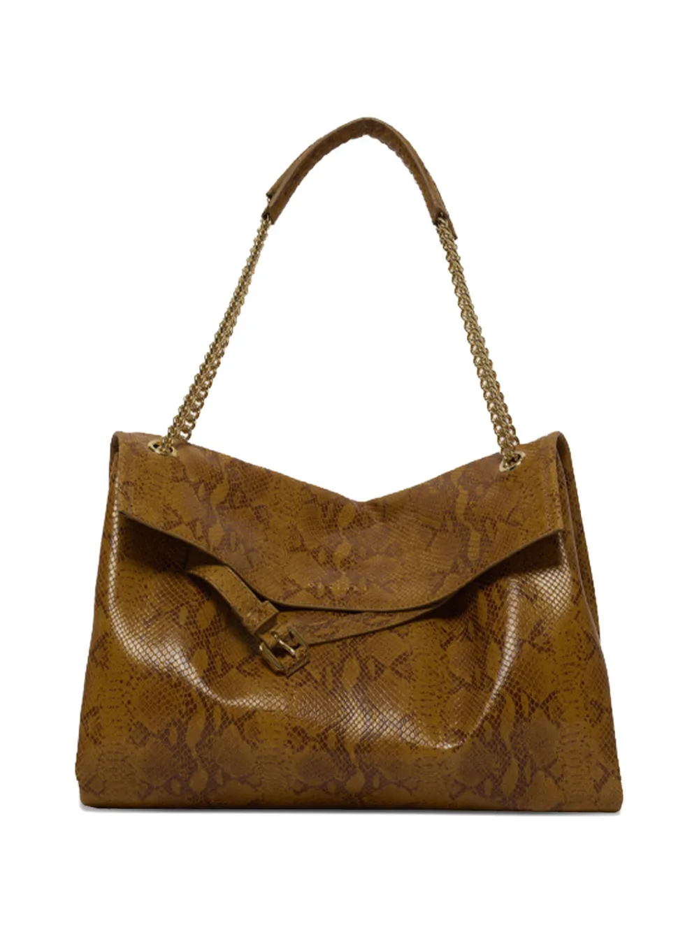 Orciani Venus python-print chain-strap shoulder bag - Marrone